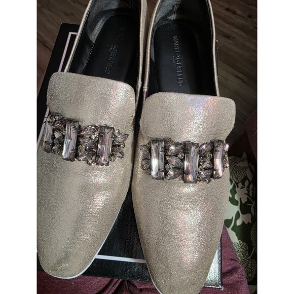 Karl Lagerfeld Shoes - Karl Lagerfeld Paris Bri Loafer Flats Slip On Shoes Cream Rhinestone Womens 10 M